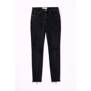 We The Free Black Distressed Skinny Jeans Raw Hem High Rise‎ 27